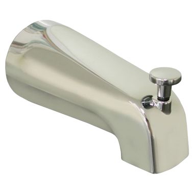 Click here to see Jones Stephens D01004 Jones Stephens Wall Mounted Chrome Tub Spout with Pull-Up Diverter, 5-3/8