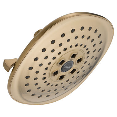 Click here to see Delta 52686-CZ Delta H2OKinetic 3-Setting Raincan Shower Head, 1.75 GPM, Champagne Bronze - 52686-CZ