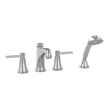 Click here to see Toto TB211S#CP TOTO Keane Two-Handle Four-Hole Roman Tub Faucet Trim with Hand Shower, Lever Handles, ADA, Polished Chrome - TB211S#CP