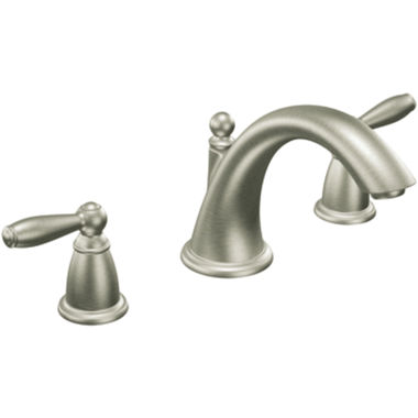 Click here to see Moen T4943BN Moen Brantford Two-Handle Garden Tub Faucet Trim, Low Arc Spout, Lever Handles, M-PACT, Brushed Nickel - T4943BN