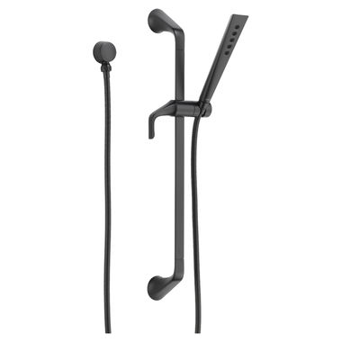 Click here to see Brizo 88750-BL Brizo Sotria Matte Black Single-Function Hand Shower with 18in Slide Bar, Square, H2Okinetic, 1.75 GPM, WaterSense - 88750-BL