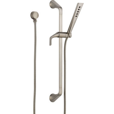 Click here to see Brizo 88750-NK Brizo Sotria Luxe Nickel 1-Function Hand Shower w/ 18in Slide Bar, Square, 1.75 GPM - 88750-NK