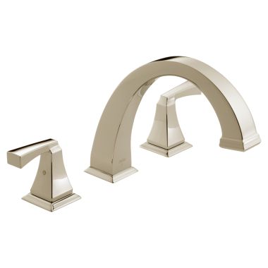 Click here to see Delta T2751-PN Delta Dryden Two-Handle Roman Tub Faucet Trim, Arc Spout, Lever Handles, ADA-Compliant, Polished Nickel - T2751-PN