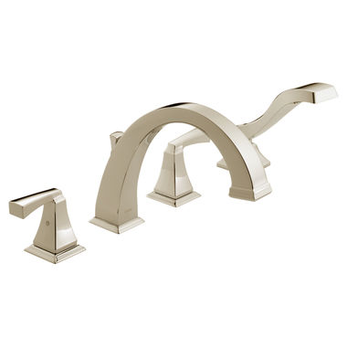 Click here to see Delta T4751-PN Delta Dryden Roman Tub Faucet Trim w/ Hand Shower, Lever Handles, Polished Nickel - T4751-PN