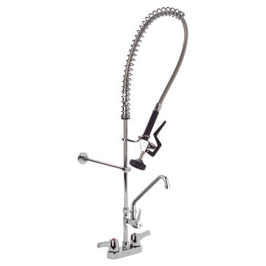 Click here to see Delta 55C1383 Delta 55C1383 CER-TECK 4-Inch Deckmount Pre-Rinse Faucet, Spray Hose w/ Faucet, Hooded Lever Handles