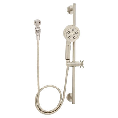 Click here to see Speakman VS-3310-BN Speakman Neo 3-Function Anystream Hand Shower with 25-3/4in Slide Bar, 60in Metal Hose, and Arm Bracket, 2.5 GPM, Brushed Nickel - VS-3310-BN