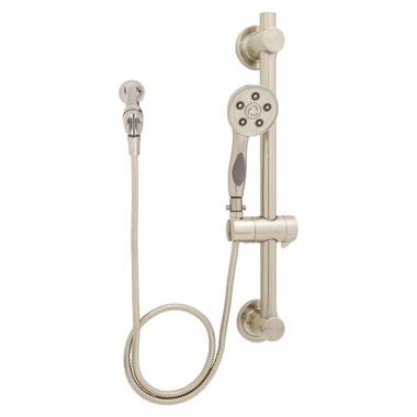 Click here to see Speakman VS-3414-BN Speakman Caspian 3-Function Anystream Hand Shower with 24in Slide Bar and 60in Metal Hose, 2.5 GPM, ADA, Brushed Nickel - VS-3414-BN