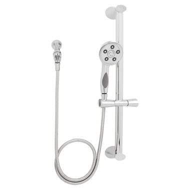 Click here to see Speakman VS-3314-E2 Speakman Caspian 3-Function Anystream Hand Shower with 22in Slide Bar and 60in Metal Hose, WaterSense, 2.0 GPM, 1/2 In. NPTM, WaterSense, Chrome - VS-3314-E2