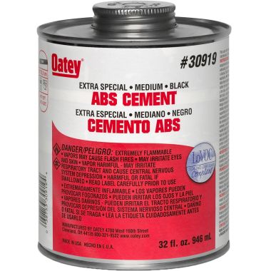 Click here to see Oatey 30917 1/2 Pint ABS Extra Special Black Cement