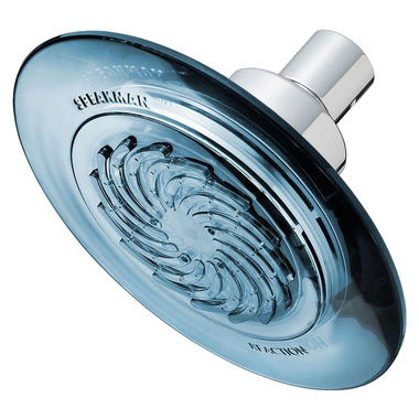 Click here to see Speakman S-4000-E15 Speakman Reaction 5.5in Single-Function Shower Head with 35 Sprays, 1.5 GPM, Round, WaterSense, Dusk Blue/Chrome - S-4000-E15