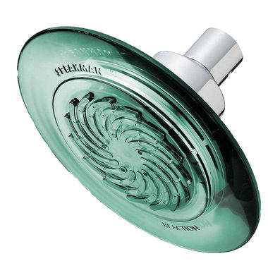 Click here to see Speakman S-4001-E2 Speakman Reaction 5-1/2in Single-Spray Function Shower Head with Decorative Translucent Ring, 35 Sprays, Round, 2.0 GPM,  Jade - S-4001-E2