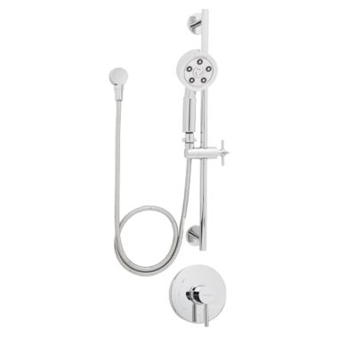 Click here to see Speakman SM-1040-P Speakman Neo Round Single-Handle Pressure Balance Hand Shower System with Slide Bar, Lever Handle, 2.5 GPM, Polished Chrome - SM-1040-P