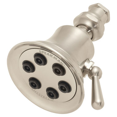 Click here to see Speakman S-2254-BN Speakman Retro 3-Function Anystream Shower Head with 6 Plungers and 48 Sprays, Round, 2.5 GPM, Brushed Nickel - S-2254-BN 