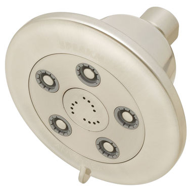 Click here to see Speakman S-3011-BN Speakman Chelsea 4.5in Anystream Shower Head with 5 Plungers, 45 Sprays, and 12 Massage Jets, Round, 2.5 GPM, Brushed Nickel - S-3011-BN