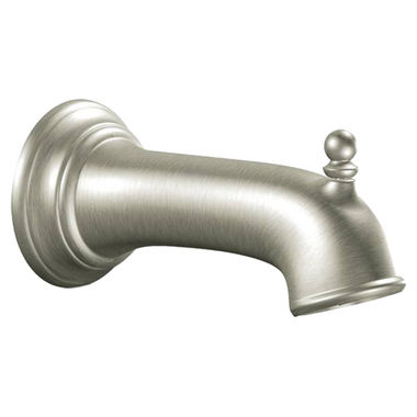Click here to see Moen 3814BN Moen Brantford Wall-Mount Brushed Nickel Tub Spout with Pull-Up Diverter, 1/2-inch Connection Size, IPS - 3814BN