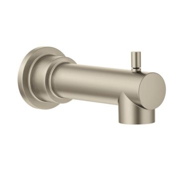 Click here to see Moen 172656BN Moen Align 7-1/8-inch Wall Mounted Brushed Nickel Tub Spout with Pull-Up Diverter, 1/2-inch Connection Size, Slip Fit - 172656BN