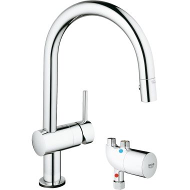 Click here to see Grohe 31392000 Grohe 31392000 Minta Touch Pull-Down Kitchen Faucet w/ Grohtherm Micro - StarLight Chrome