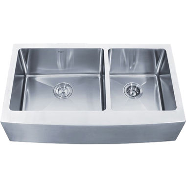 Click here to see Kraus KHF203-36 Kraus KHF203-36 36 inch Farmhouse Apron 60/40 Double Bowl 16 gauge Stainless Steel Kitchen Sink