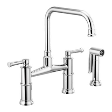Click here to see Brizo 62525LF-PC Brizo Artesso Two-Handle Bridge Kitchen Faucet w/ Side Spray, Chrome - 62525LF-PC