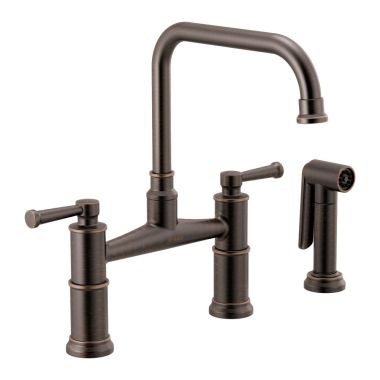 Click here to see Brizo 62525LF-RB Brizo Artesso Two-Handle Bridge Kitchen Faucet w/ Side Spray, Venetian Bronze - 62525LF-RB