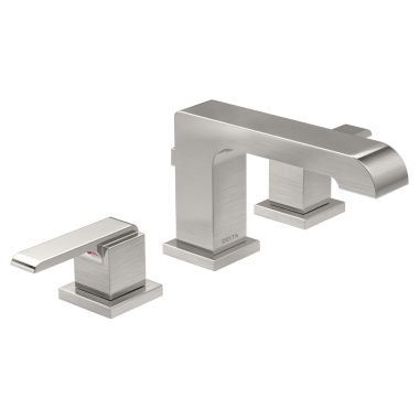 Click here to see Delta 3567-SSMPU-DST Delta Ara Widespread Lavatory Faucet, Angular Spout,  4