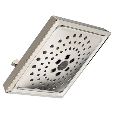 Click here to see Delta 52684-PN Delta Universal Showering H2Okinetic 3-Setting  Raincan Shower Head with Touch-Clean Nozzles, Square, 1.75 GPM, Brilliance Polished Nickel - 52684-PN