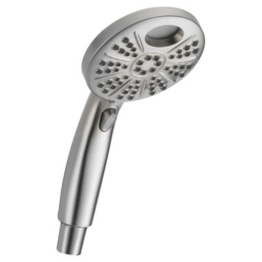 Click here to see Delta 59446-SS-PK Delta Temp2O Six-Setting Touch-Clean Handheld Shower for 54446 Wall-Mount Hand Shower, WaterSense, 1.75 GPM, Stainless - 59446-SS-PK