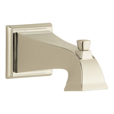 Click here to see Delta RP52148PN Delta Dryden 6-1/4in Polished Nickel Tub Spout with Pull-Up Diverter for T14451, T14451-H2O and T14451-WE, Wall-Mount, Single-Hole Installation - RP52148PN