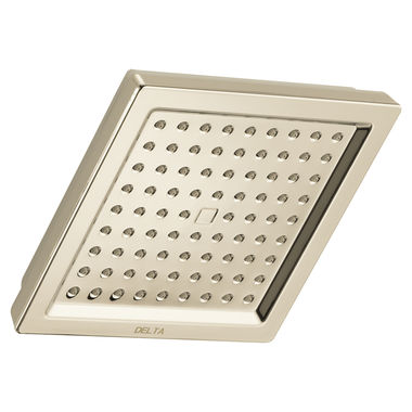 Click here to see Delta RP62283PN Delta Dryden Universal Showering 6-1/2in Square 2.5 GPM Single-Setting Raincan Showerhead with Touch-Clean Technology, Polished Nickel - RP62283PN