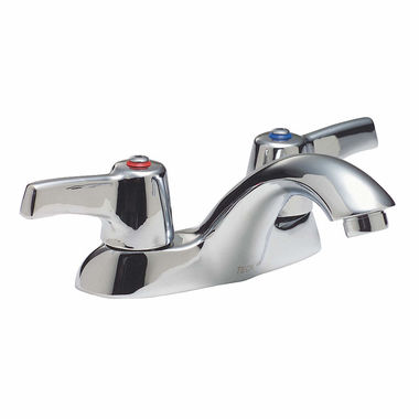 Click here to see Delta 21C228 Delta 21C228 Tech 2-Handle Cast Centerset Lavatory Faucet, Self Close Hooded Lever, Metal Pop-Up, VR Laminar Outlet, Chrome
