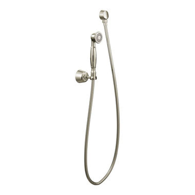 Click here to see Moen 3861EPNL Moen 2in Single-Function Wall-Mount Hand Shower with Bracket and 69in Hose, Round, Eco-Performance, 1.75 GPM, Nickel - 3861EPN