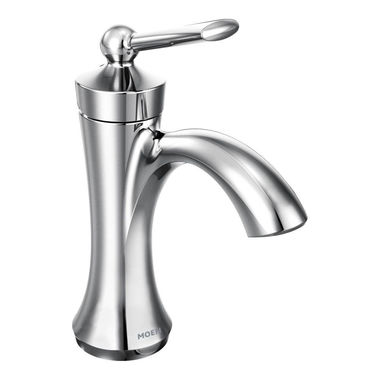 Click here to see Moen 4500 Moen Wynford Single-Handle High-Arc Chrome Bathroom Faucet with Metal Pop-Up, 1.2 GPM, Lever Handle, Single-Hole, ADA, WaterSense - 4500