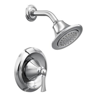 Click here to see Moen T4502EP Moen Wynford Posi-Temp Single-Handle Shower Faucet, One-Function, 1.75 GPM, Lever Handle, Eco-Performance, Chrome - T4502EP