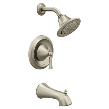 Click here to see Moen T4503BN Moen Wynford Posi-Temp Tub/Shower Faucet, 2.5 GPM, 1-Function, Single Lever Handle, M-PACT, Brushed Nickel - T4503BN