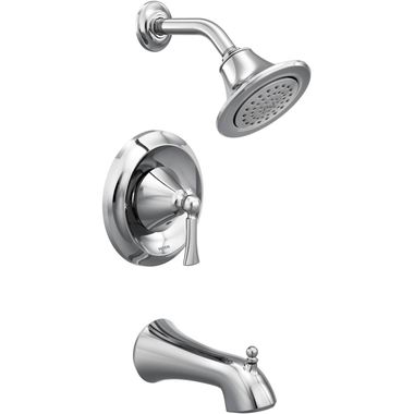 Click here to see Moen T4503EP Moen Wynford Posi-Temp Tub/Shower Faucet, 1.75 GPM, 1-Function, Single Lever Handle, M-PACT, Eco-Performance, Polished Chrome - T4503EP