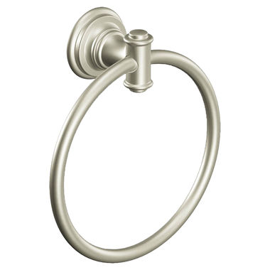Click here to see Moen DN9186BN Moen Ellsworth Round Wall Mounted Hand Towel Ring, Brushed Nickel - DN9186BN