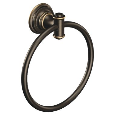 Click here to see Moen Creative Specialties DN9186BRB Moen Ellsworth Round Wall Mounted Hand Towel Ring, Mediterranean Bronze - DN9186BRB