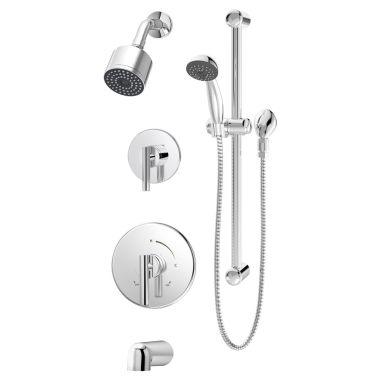 Click here to see Symmons 3506-H321-V-CYL-B-TRM Symmons Dia Tub/Shower Faucet with Hand Shower and Slide Bar, 2.5 GPM, Polished Chrome - 3506-H321-V-CYL-B-TRM