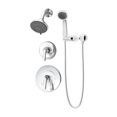 Click here to see Symmons 5505-TRM Symmons Elm Three-Function Shower Faucet with Hand Shower, Trim Only, Two Metal Lever Handles, 2 GPM, Polished Chrome - 5505-TRM