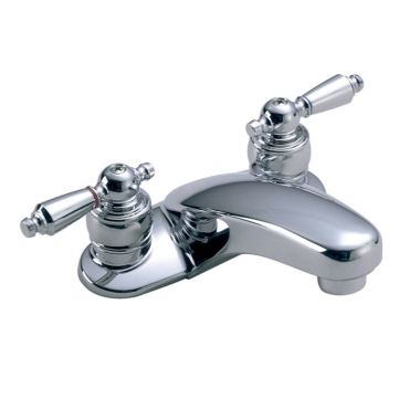 Click here to see Symmons S-240-1-LAM Symmons Symmetrix Two-Handle Centerset Bathroom Faucet with Lift Rod and Red/Blue Indicators, Lever Handles, 2.2 GPM, Three-Hole,  Chrome - S-240-1-LAM 