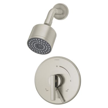 Click here to see Symmons S-3501-CYL-B-STN-TRM Symmons Dia Single-Function Shower Faucet, Trim Only, Metal Lever Handle with Integral Volume Control, 2.5 GPM, Satin Nickel - S-3501-CYL-B-STN-TRM