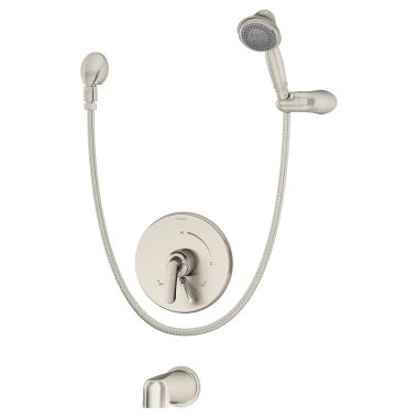 Click here to see Symmons S-5504-STN Symmons S-5504-STN Elm Satin Nickel  - With Rough in Tub Trim With Handheld And Diverter