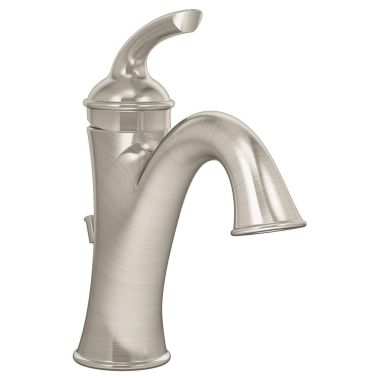 Click here to see Symmons SLS-5512-STN Symmons Elm One-Handle Lavatory Faucet with Pop-up Drain Assembly, 2.2 GPM, Metal Construction, Deck Mount, Lever Handle, Satin Nickel - SLS-5512-STN