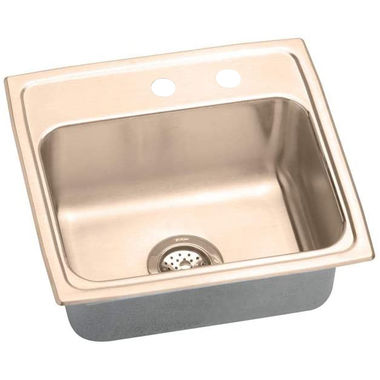 Click here to see Elkay LR1918MR2-CU Elkay LR1918MR2-CU CuVerro Antimicrobial Copper Single Bowl Sink - Lustrous Satin
