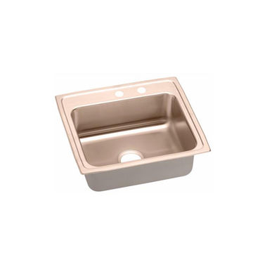 Click here to see Elkay LR2219MR2-CU Elkay LR2219MR2-CU CuVerro Antimicrobial Copper Single Bowl Sink - Lustrous Satin