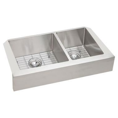 Click here to see Elkay ECTRUF32179RDBG Elkay ECTRUF32179RDBG Crosstown Stainless Steel 60/40 Double Bowl Farmhouse Sink Kit