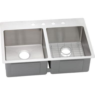 Click here to see Elkay ECTSR33229BG4 Elkay ECTSR33229BG4 Crosstown Stainless Steel Equal Double Bowl Dual Mount Sink Kit
