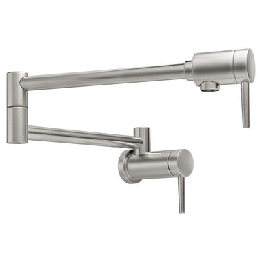 Click here to see Delta 1165LF-SS Delta Contemporary Wall-Mount Pot Filler Faucet, Stainless Steel - 1165LF-SS