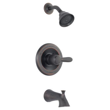 Click here to see Delta T14438-RB Delta Lahara Monitor 14 Series Single-Handle Tub/Shower Faucet with 5-Setting Rain Showerhead, 1.75 GPM, Lever Handle, Venetian Bronze - T14438-RB