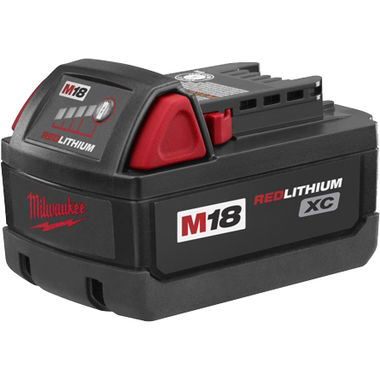 Click here to see Milwaukee 48-11-1828 RedLithium M18 48-11-1828 High Capacity Slide-On Battery Pack, 18 V, Lithium-Ion